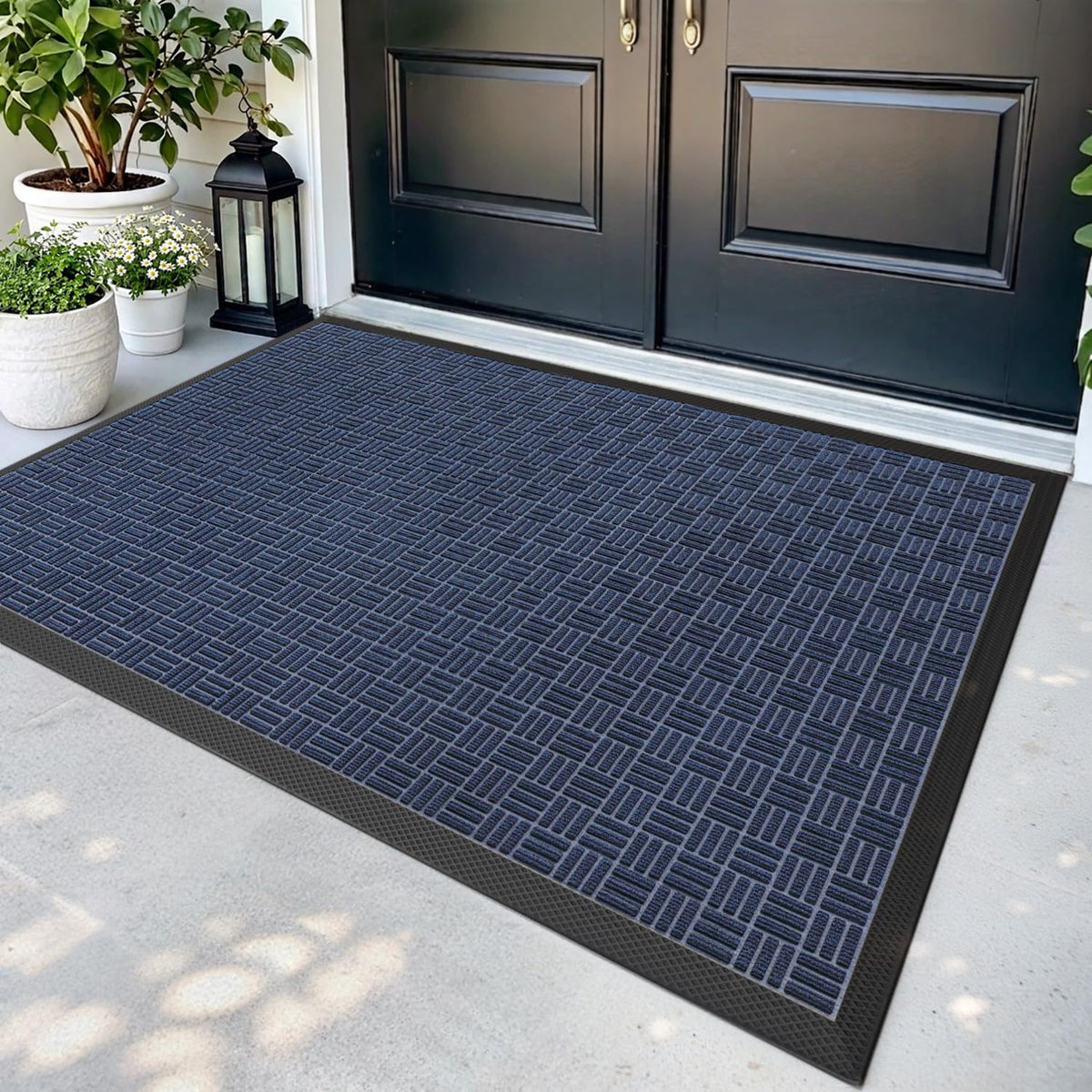 DEXI Front Door Mat Outside Entrance 48x72 Rubber Entry Doormat Brown