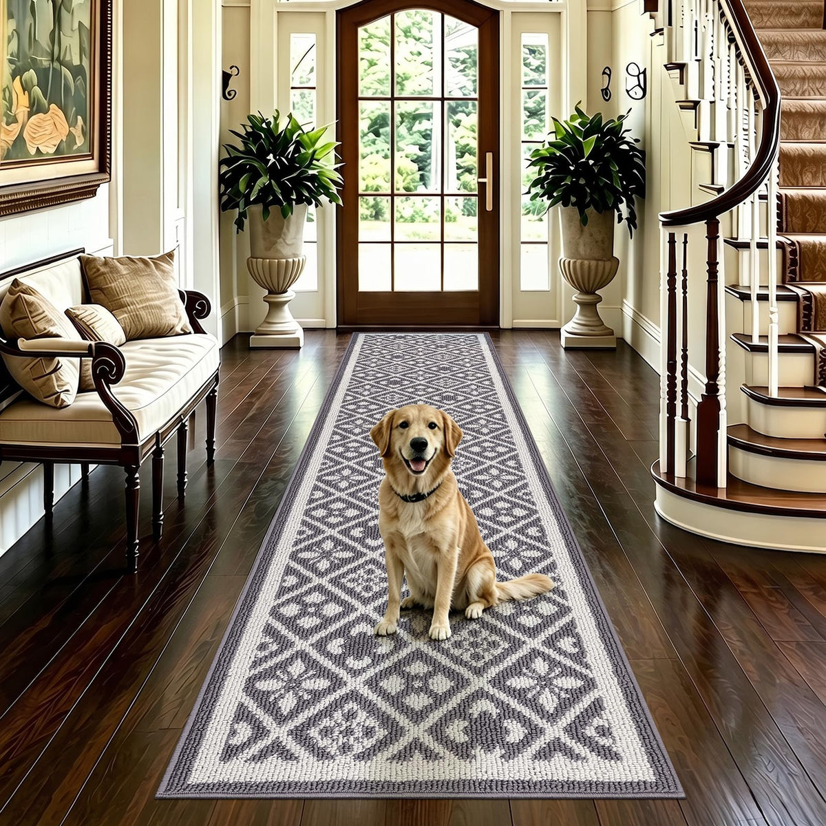 Ileading Fall Indoor Door Mat Washable Orange Muddy Rugs for Dogs 2x3ft
