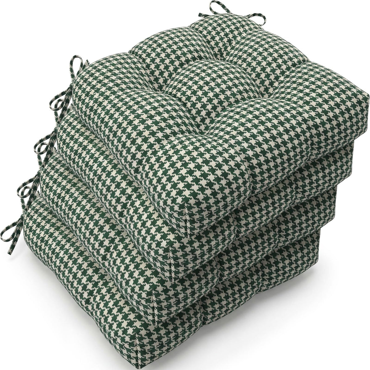 Geetery 4 Pack Chair Cushions, 16" x 15",Black and White,Plaid