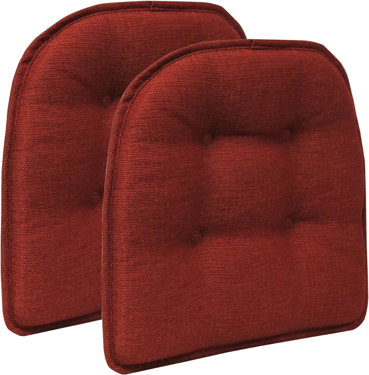 Klear Vu Omega Non-Slip Chair Cushions, Assembled in USA, U-Shaped Skid-Proof Seat Pads for Dining Room, Kitchen, Office, 15"x16" 4 Pack Slub Natural 4 Count
