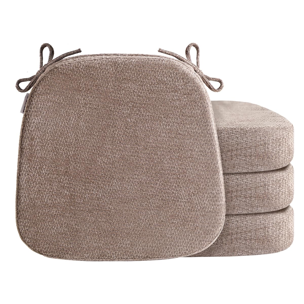 Chair Cushions for Dining Chairs, Washable Chair Pads, Beige, 4 Pack