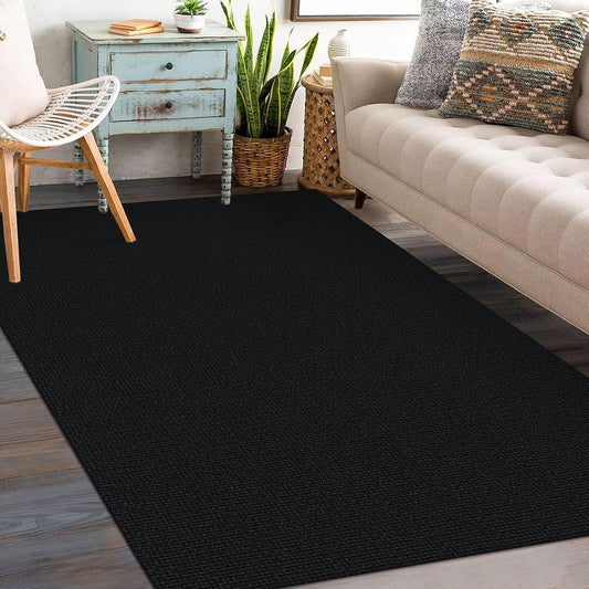 KOZYFLY 3x5 Washable Entryway Rug, Woven Non Slip Woven Area Rug, Heathered Charcoal Black