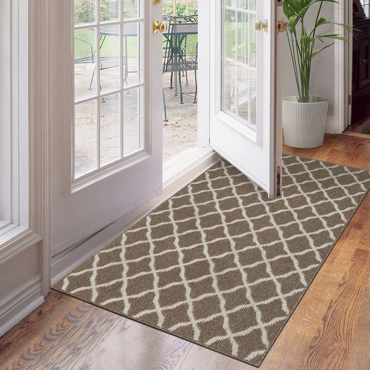 SHACOS Door Mats 20"x32" Indoor Washable Kitchen Entryway Rug Non Slip Absorbent Floor Mat for Home Entrance Garage, Light Gray