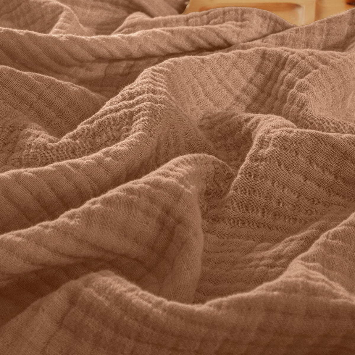 PHF 100% Cotton Muslin Blanket for Adults, Queen Size 90"X90", Taupe