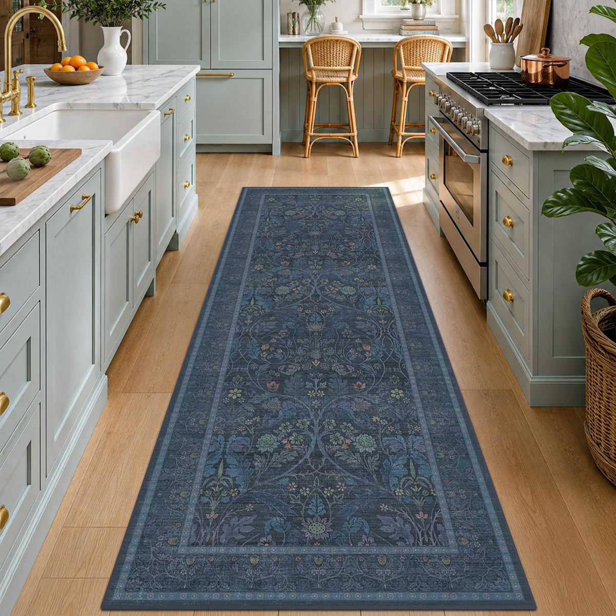 Dark Brown 2x3 Washable Entry Rug, Throw Small Rugs for Entryway Kitchen Bathroom Indoor Door Mat, Farmhouse Floral & Botanical Door Mats, Low Pile Soft Stain Resistant Carpet
