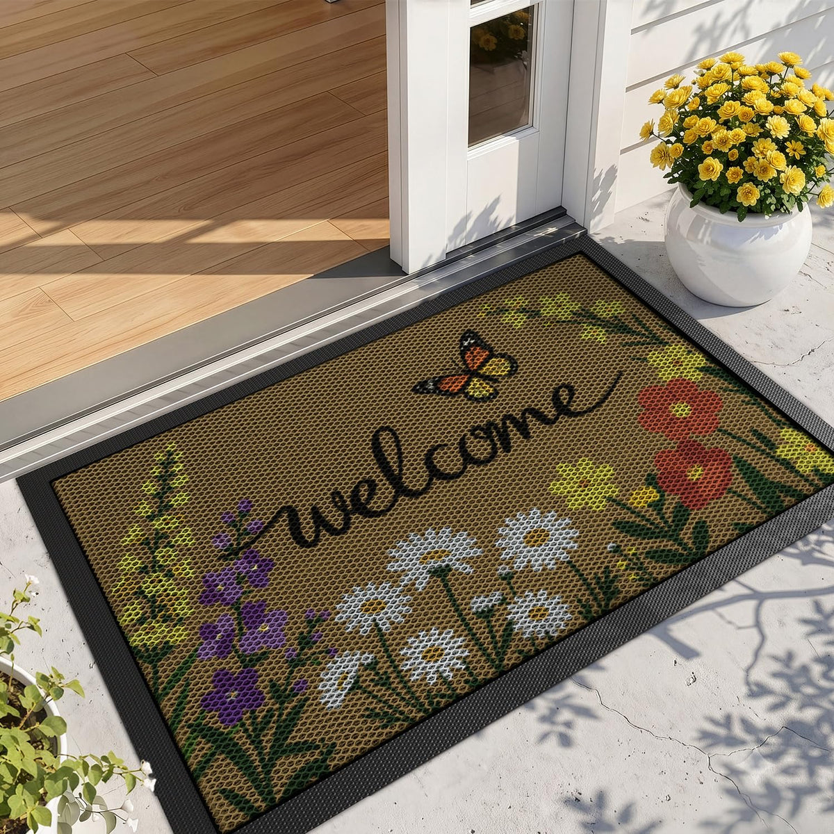 LUMI Outside Welcome Door Mat 24x36, Non-Slip Durable Rubber Easy Clean