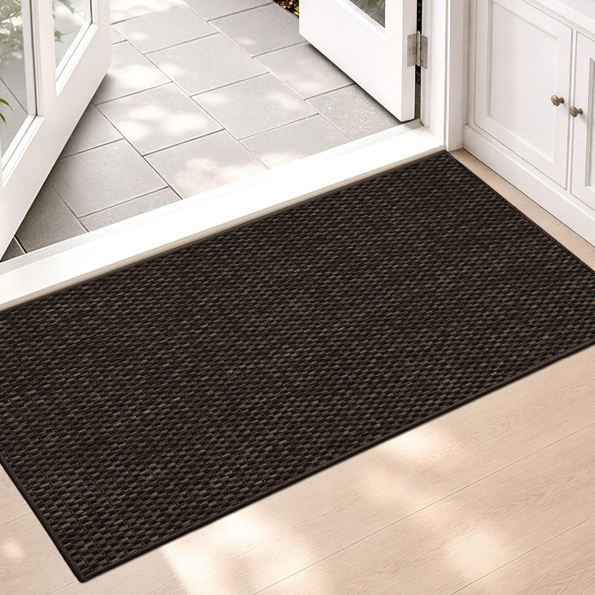 Color&Geometry Ultra-Thin Indoor Door Mat Entrance, 17"x30" Heather Khaki