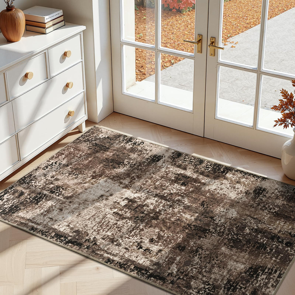 Entrance Rugs Indoor 2x3 Grey Entry Rug Washable Abstract Small Area Rug Non-Slip Low Pile Throw Rugs for Entryway, Kitchen Floor, Front Door Indoor Door Mat, Bathroom, Bedroom Bedside