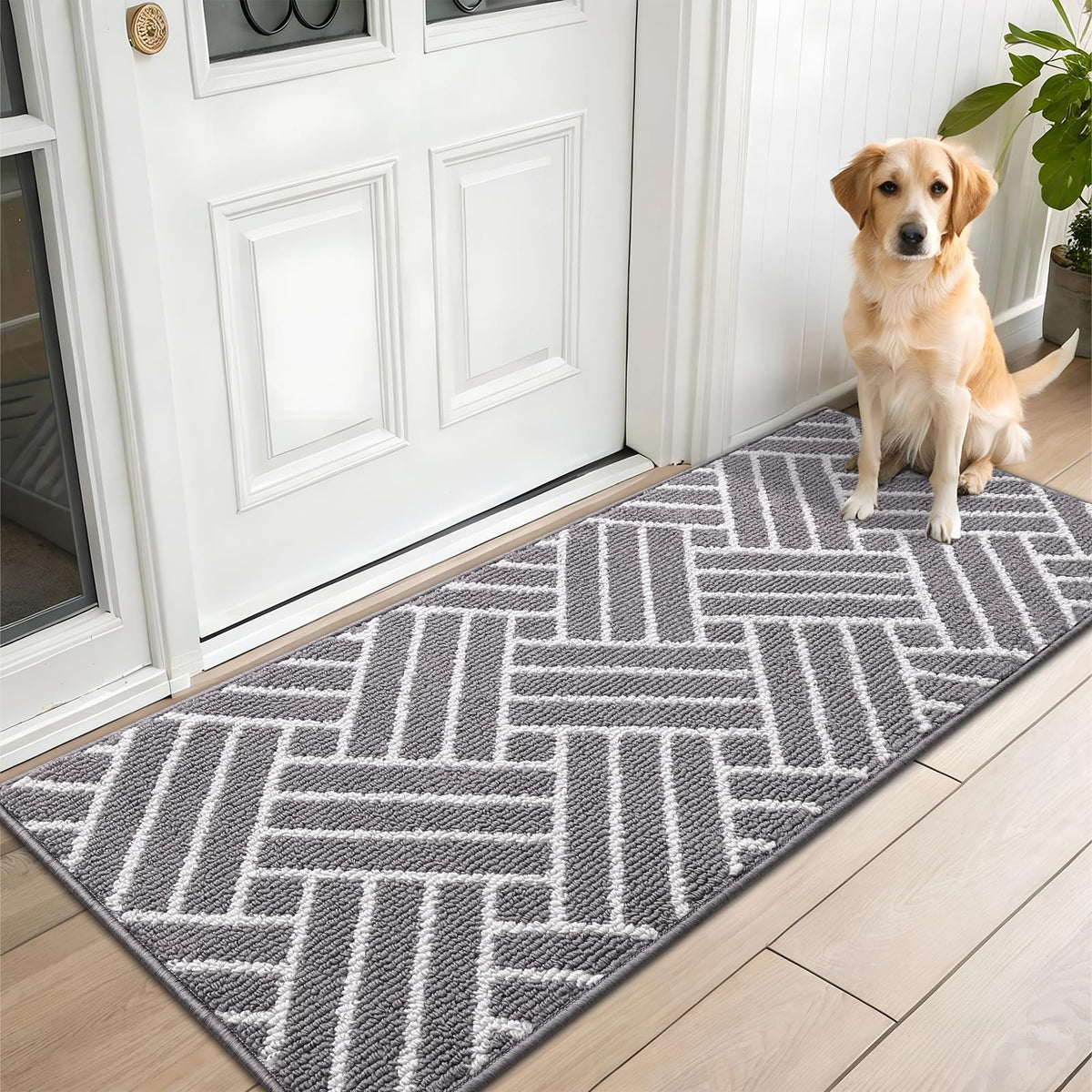 OLANLY Indoor Door Mat 32x20, Low-Profile Dirt Resistant Doormat, Grey
