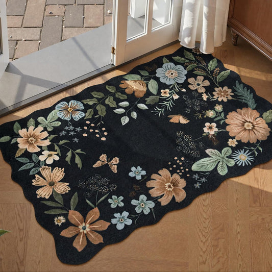 Lahome Floral Entryway Rug Indoor, 2X3 Soft Washable Kitchen Rug Non Slip