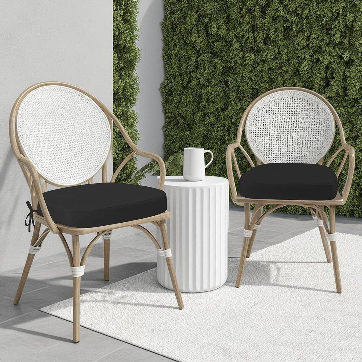 idee-home Outdoor Chair Cushions Set of 2, 19" x 19" D-Shaped