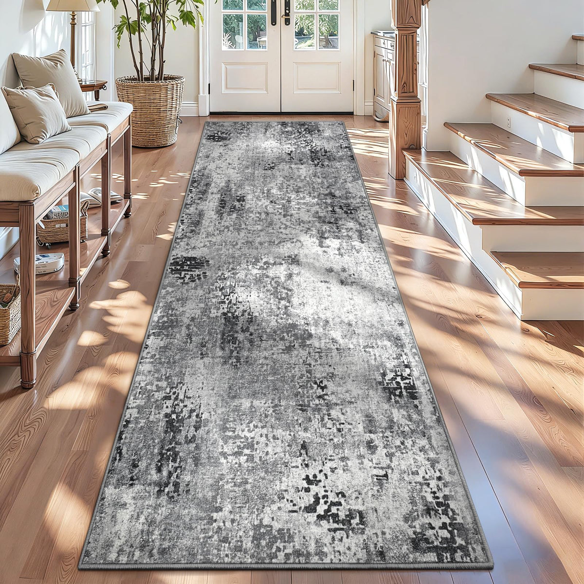 Entrance Rugs Indoor 2x3 Grey Entry Rug Washable Abstract Small Area Rug Non-Slip Low Pile Throw Rugs for Entryway, Kitchen Floor, Front Door Indoor Door Mat, Bathroom, Bedroom Bedside