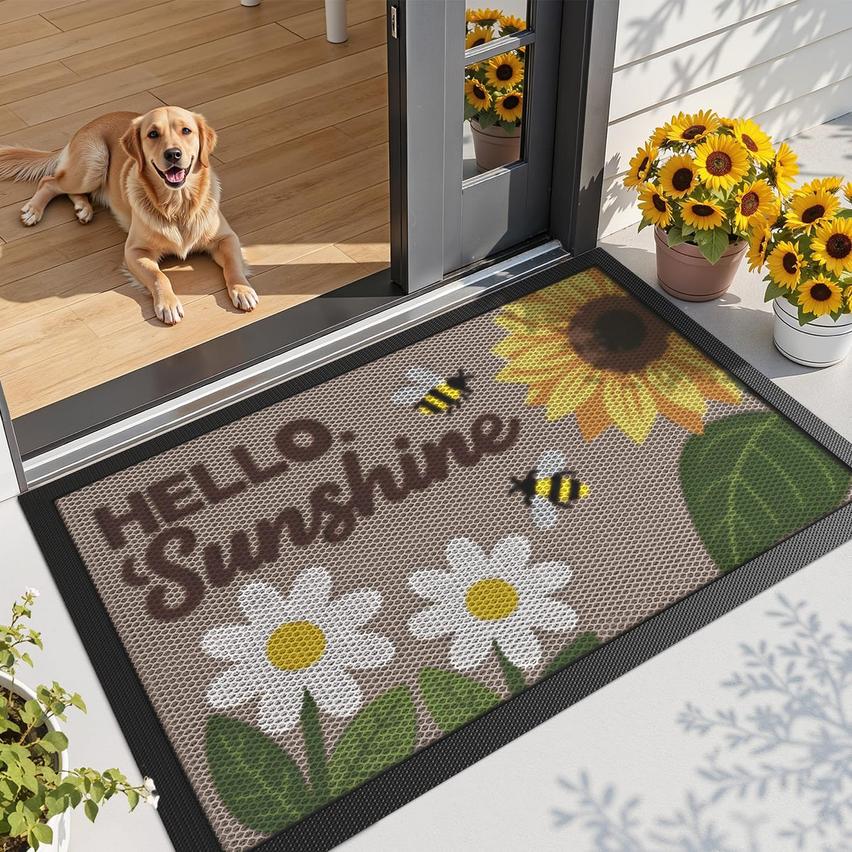 LUMI Outside Welcome Door Mat 24x36, Non-Slip Durable Rubber Easy Clean