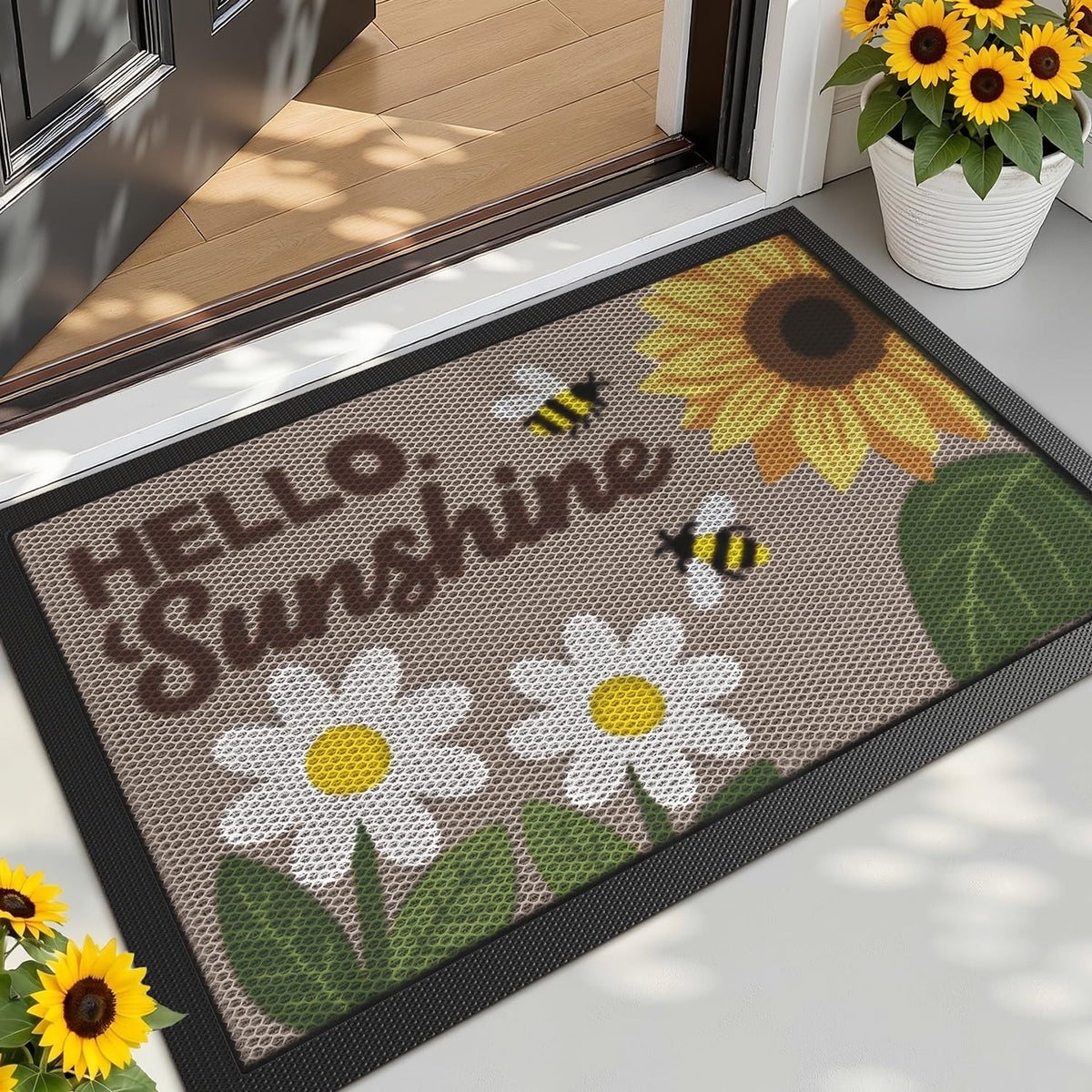 LUMI Outside Welcome Door Mat 24x36, Non-Slip Durable Rubber Easy Clean