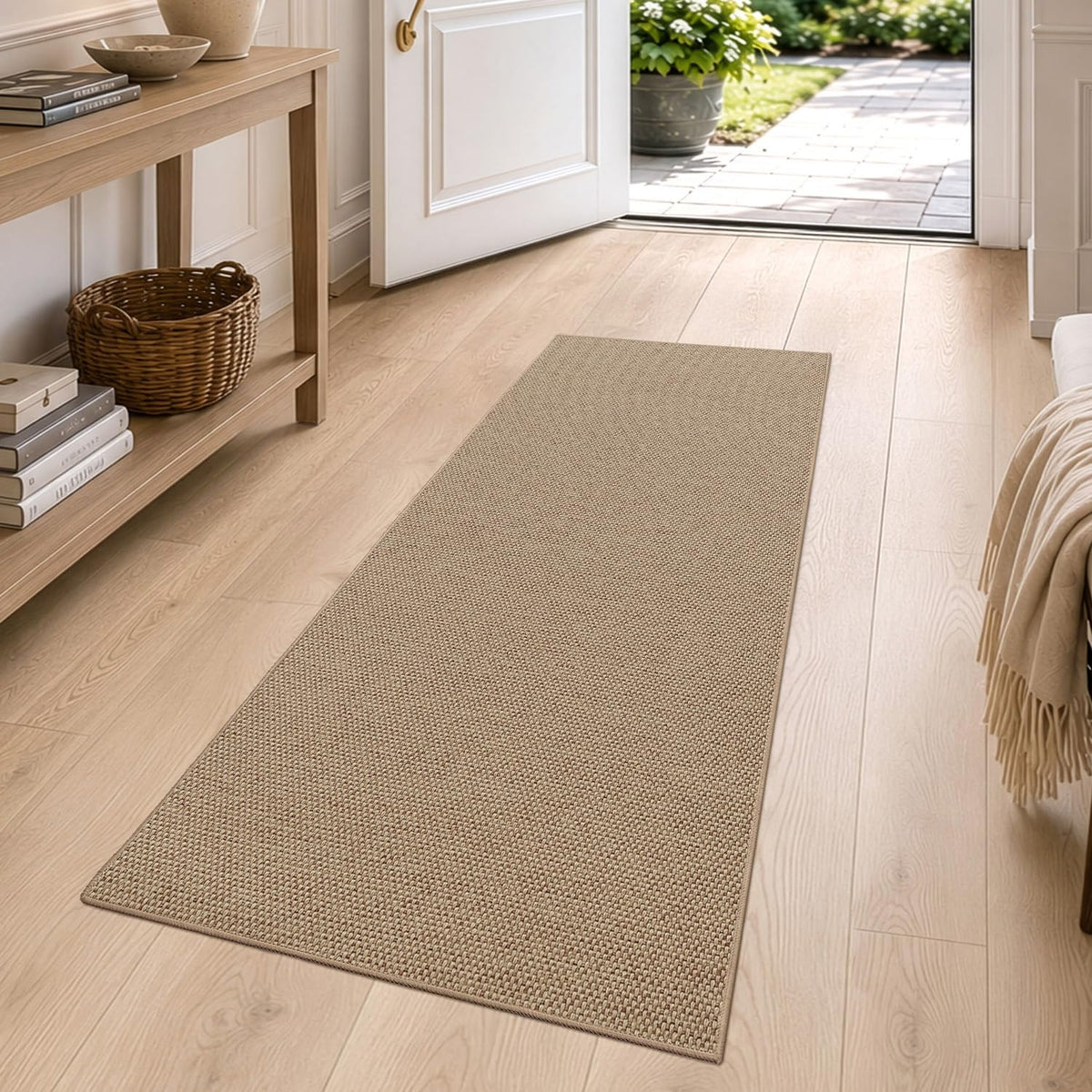 DEXI Thin Door Mat Indoor Entrance 24x36, Non Slip Entryway Mat, Dark Beige