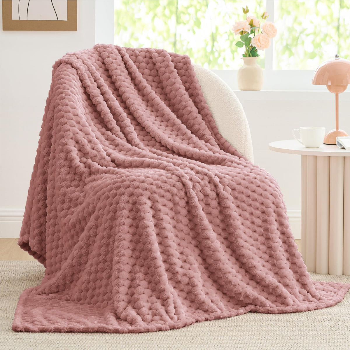 BEDELITE Pink Throw Blanket for Couch, Soft Cozy Gifts for Women, 50 * 60