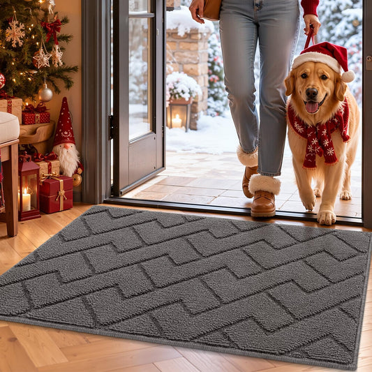 hicorfe Door mat Indoor Entrance,Dirt Trapper Door Mat,Non-Slip Welcome mat