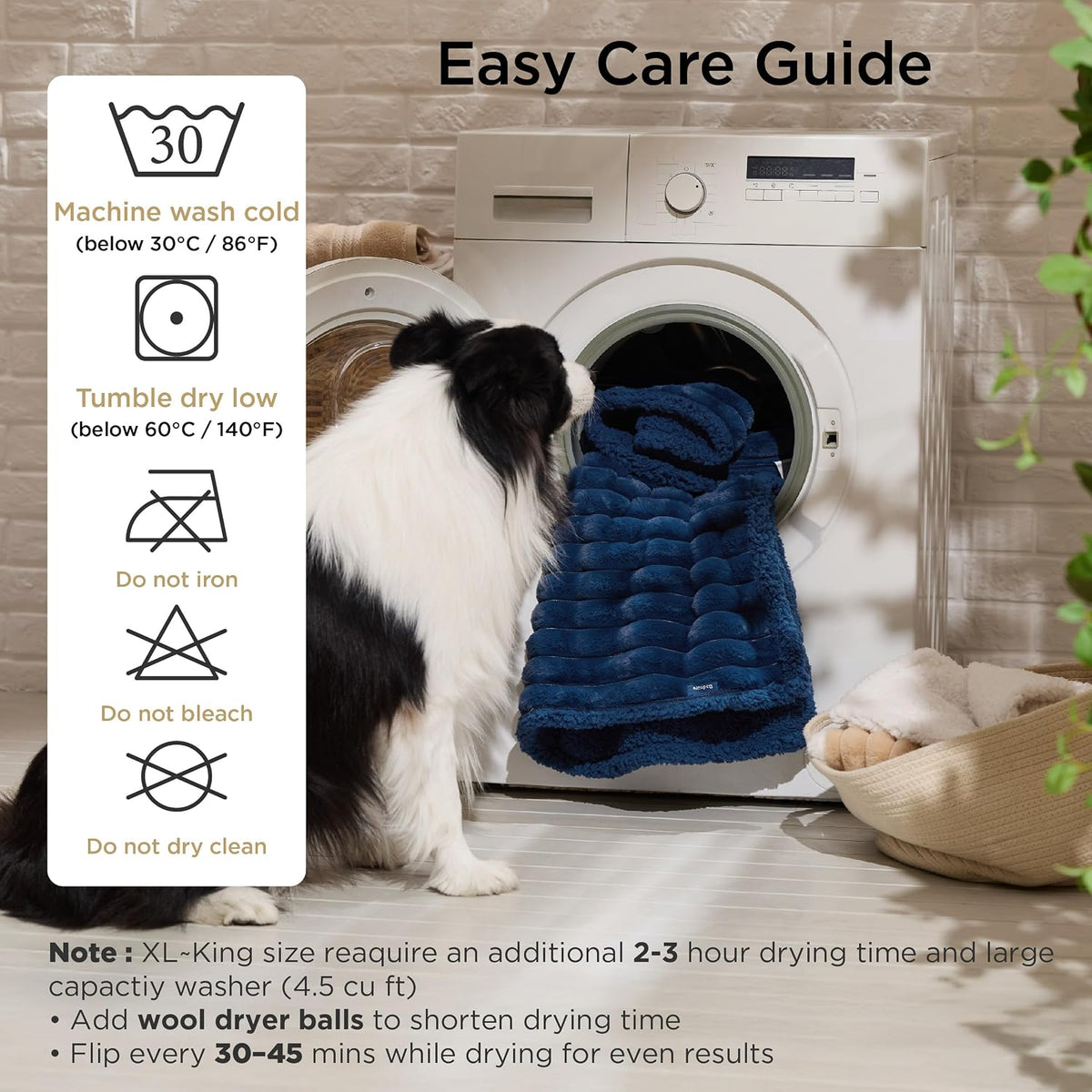 Bedsure ComfyFleece® Waterproof Dog Blankets for Large Dogs,50x60