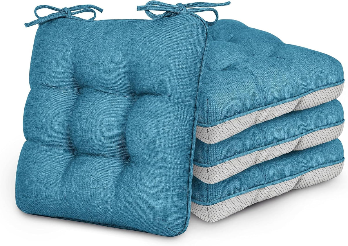 Love's cabin Memory Foam Chair Cushions Set of 4, 15.5 Inch, Blue