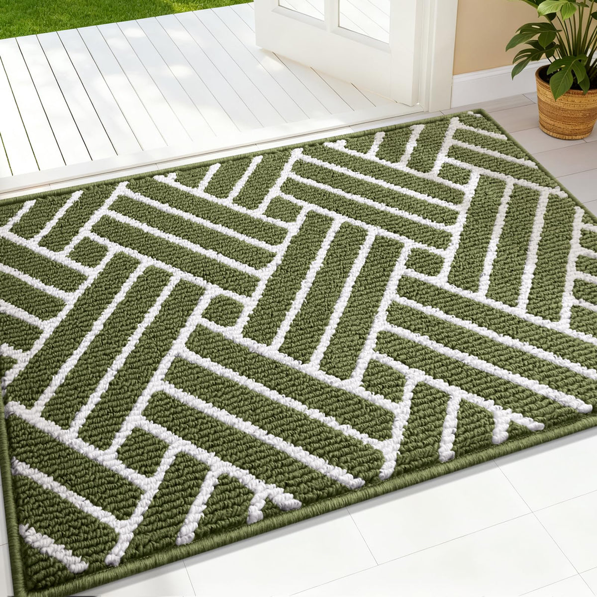 OLANLY Indoor Door Mat 32x20, Low-Profile Dirt Resistant Doormat, Grey