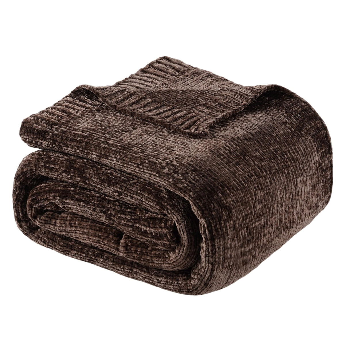 Chenille Throw Blanket for Couch, Knit Throw Blanket 51"x67", Ivory White