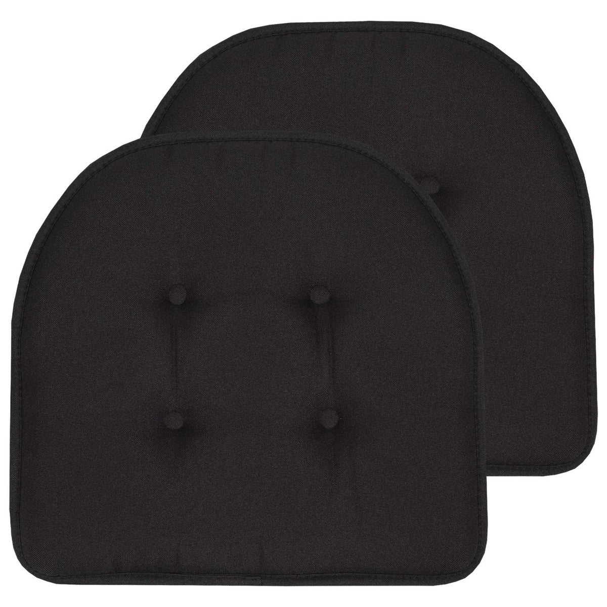 Sweet Home Collection Chair Cushion Memory Foam Pads Tufted Slip Non Skid Rubber Back U-Shaped 17" x 16" Seat Cover, 4 Count (Pack of 1), Army Green
