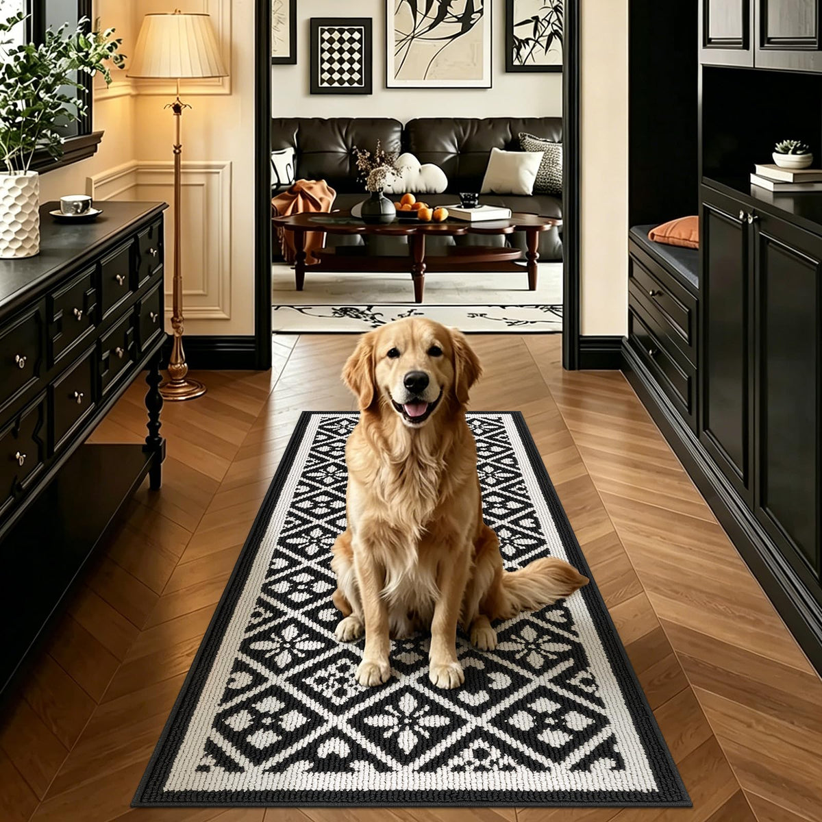 Ileading Fall Indoor Door Mat Washable Orange Muddy Rugs for Dogs 2x3ft