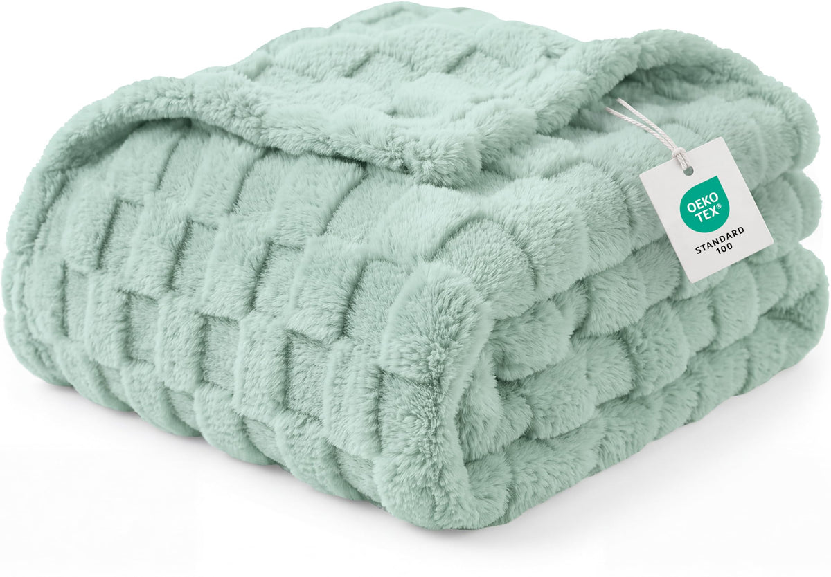 Utopia Bedding Plush Checkered Fleece Blanket Cool Grey Throw, 50x60 Inch