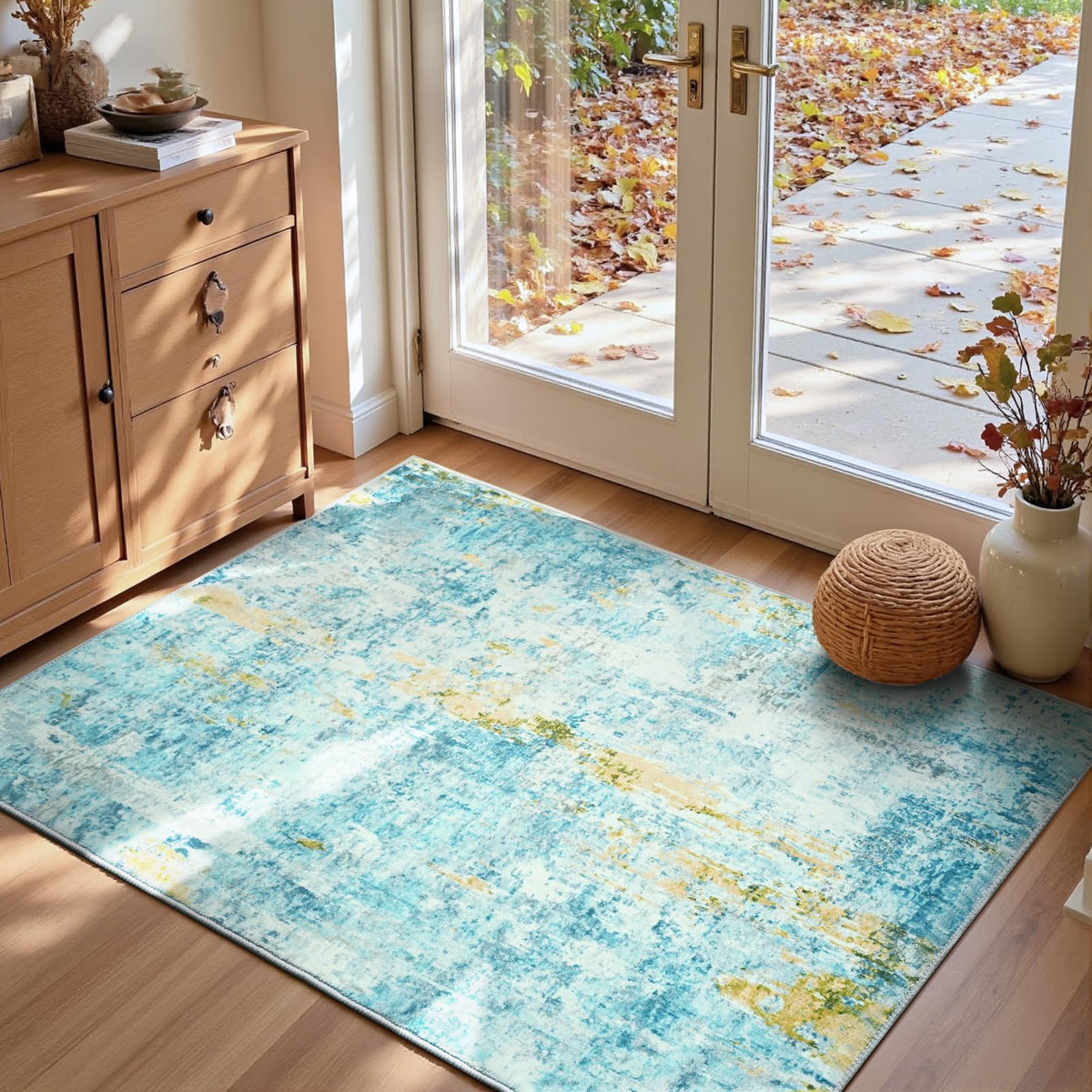 Entrance Rugs Indoor 2x3 Grey Entry Rug Washable Abstract Small Area Rug Non-Slip Low Pile Throw Rugs for Entryway, Kitchen Floor, Front Door Indoor Door Mat, Bathroom, Bedroom Bedside