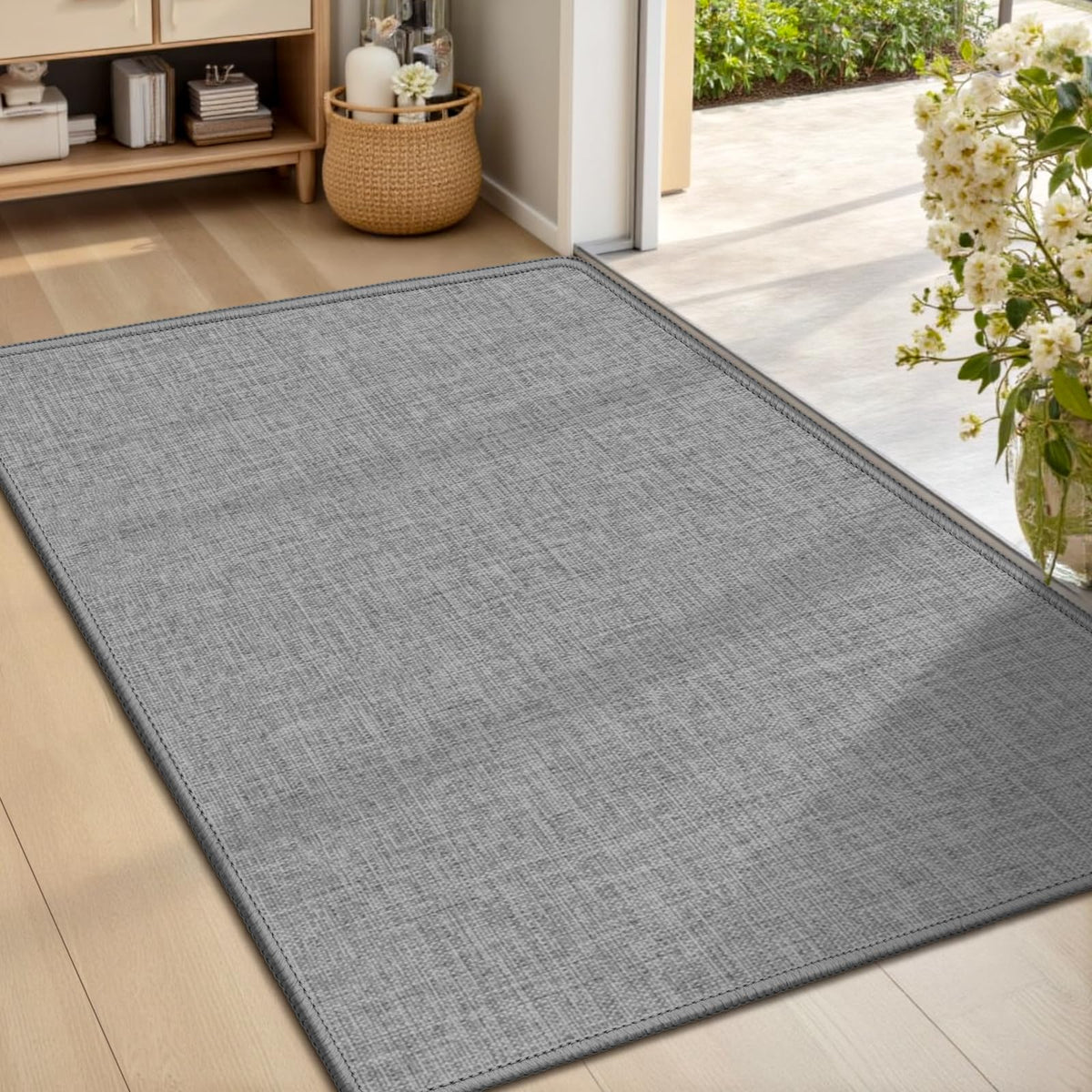 LEKEEPGO Ultra Thin Indoor Door Mat 17"x29", Non Slip Door Mat, Khaki