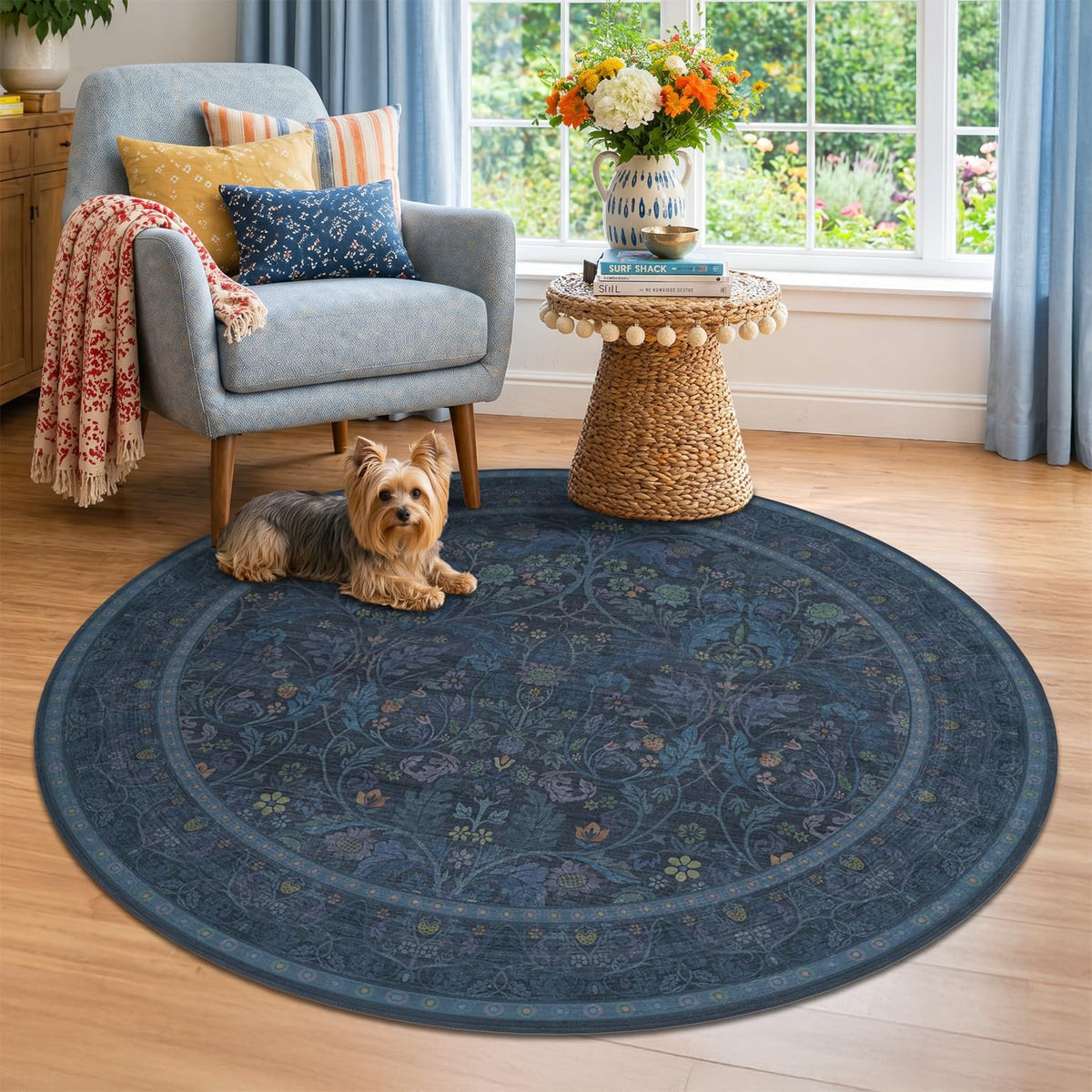 Dark Brown 2x3 Washable Entry Rug, Throw Small Rugs for Entryway Kitchen Bathroom Indoor Door Mat, Farmhouse Floral & Botanical Door Mats, Low Pile Soft Stain Resistant Carpet