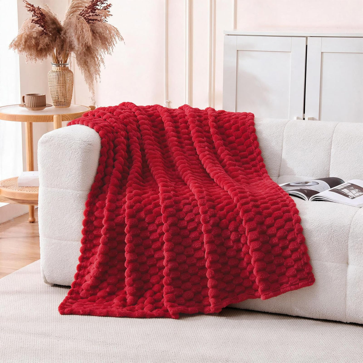 Fleece Throw Blanket, Light Brown, 50"×60" for Couch Sofa Bed
