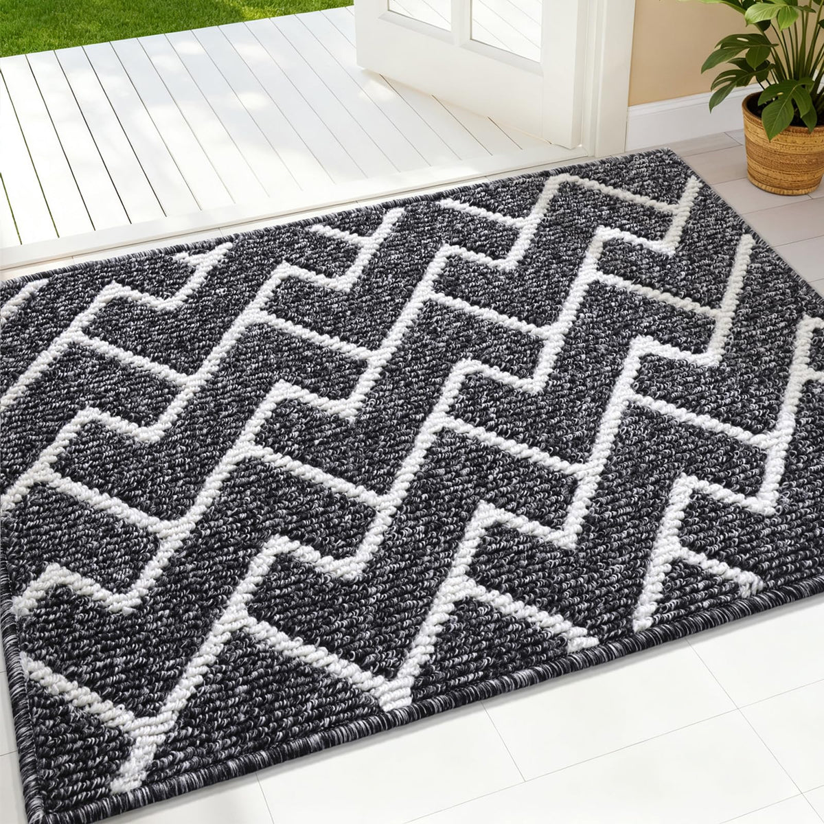 OLANLY Indoor Door Mat 32x20, Low-Profile Dirt Resistant Doormat, Grey