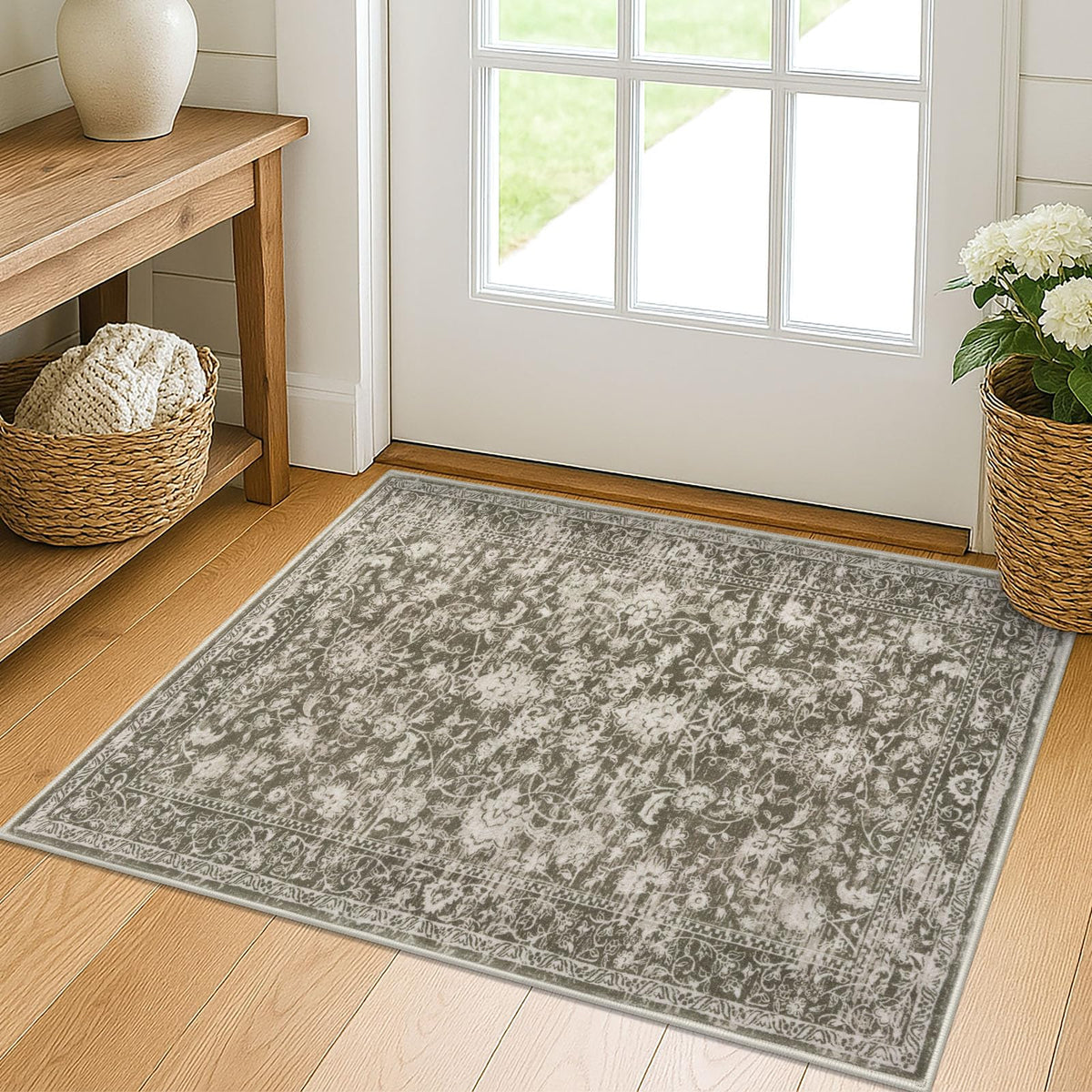 KILOCOCO 2x3 Washable Rug Small Entryway Rugs Indoor Door Mat, Blue/Navy