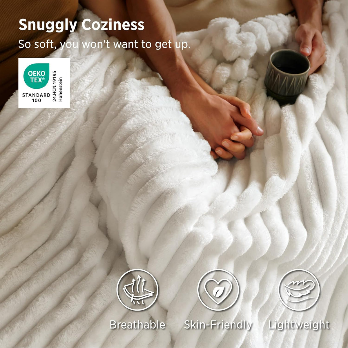 Bedsure GentleSoft White Throw Blanket for Couch - Halloween Decorations for Fall Home Living Room Decor, Cozy Fleece Blanket, Christmas Birthday Gifts for Women Mom Her Girls, Off White, 50x60 in