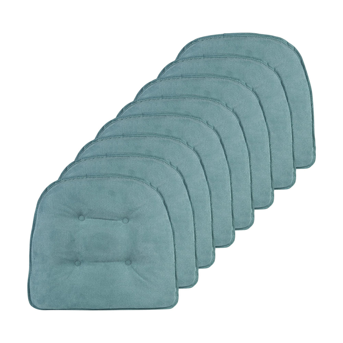 Klear Vu Omega Non-Slip Chair Cushions, Assembled in USA, U-Shaped Skid-Proof Seat Pads for Dining Room, Kitchen, Office, 15"x16" 4 Pack Slub Natural 4 Count
