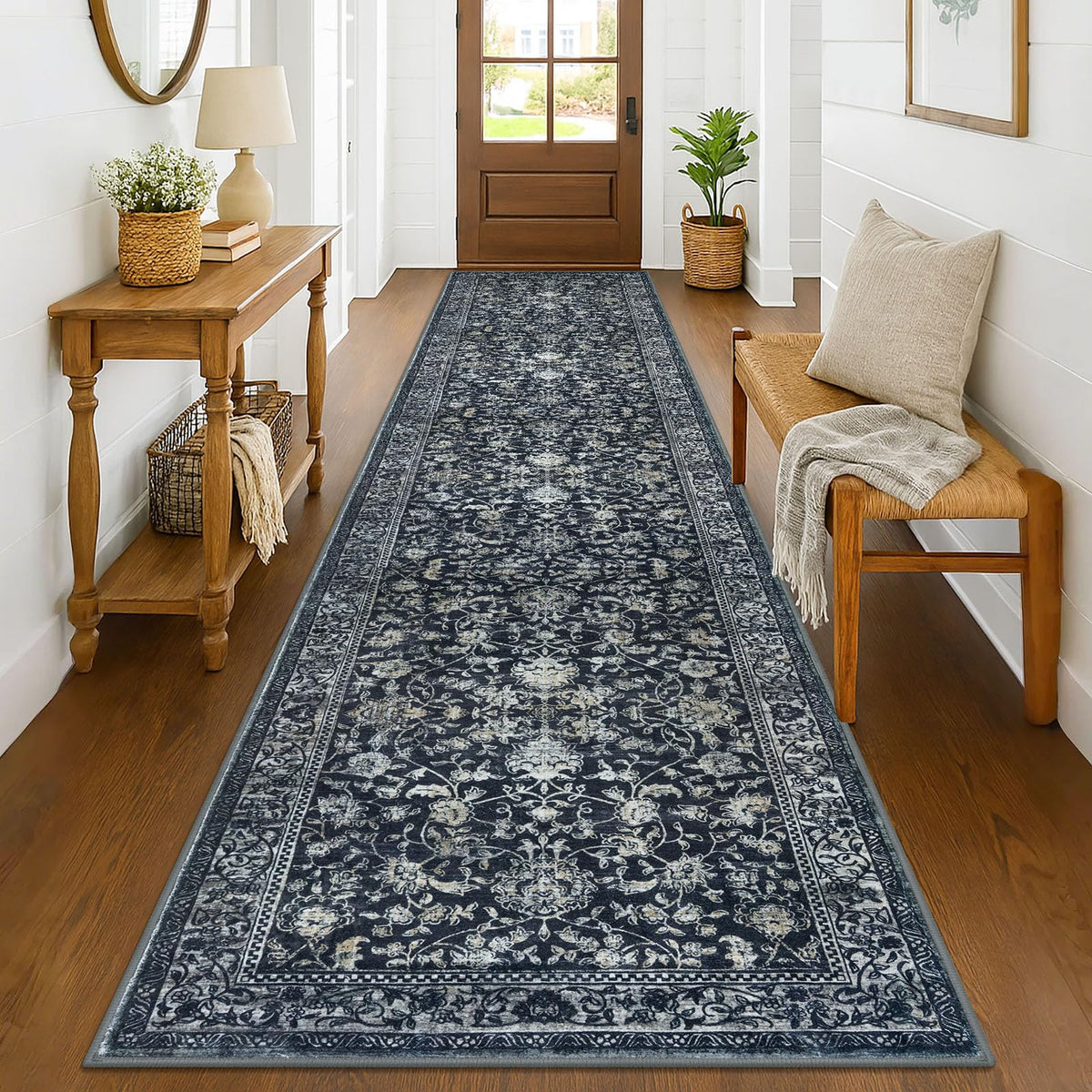 KILOCOCO 2x3 Washable Rug Small Entryway Rugs Indoor Door Mat, Blue/Navy