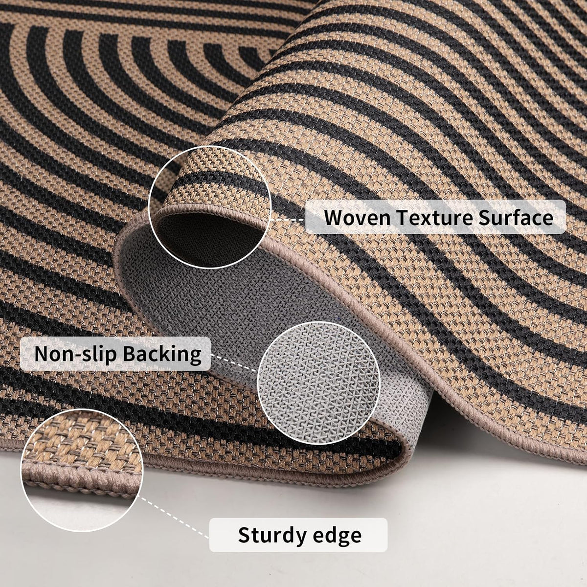 Tangsoo Easy Jute 2x3 Small Outdoor Rug,Washable Non-Slip Entryway Door Mat