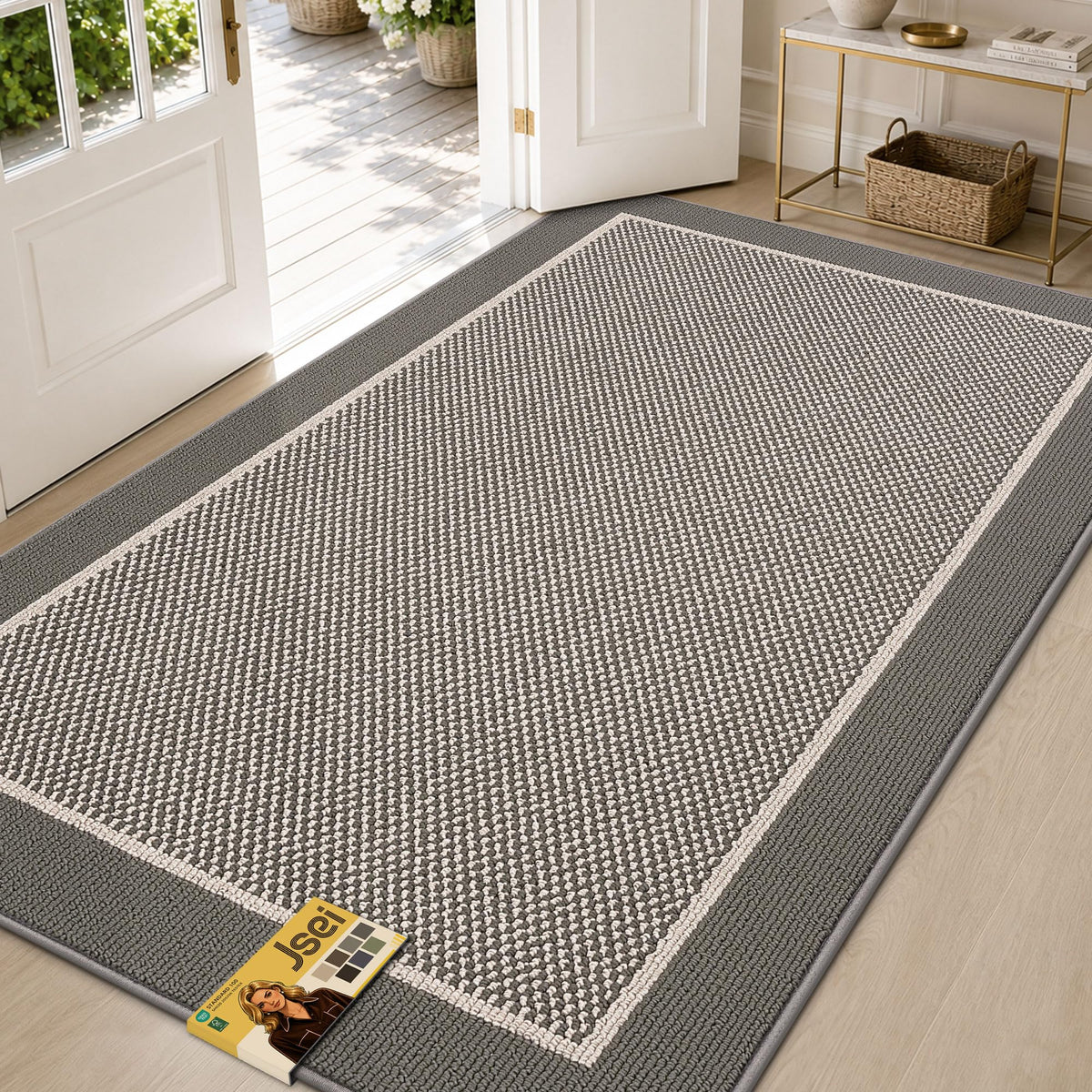 JSEI Dirt Trapper Door Mat 20"x32" , Non-Slip Doormat ,Dark Grey