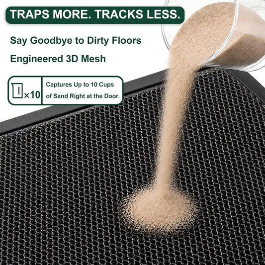 Mibao Meshy Mat Door Mat Heavy-Duty Quick-Dry Floor Mat, Sand & Dirt Trapper for Indoor & Outdoor, Ideal for Entrance, Mudrooms,Patios & Garages, Outside Doormat with Anti-Slip Backing, Grey，30" x 17"