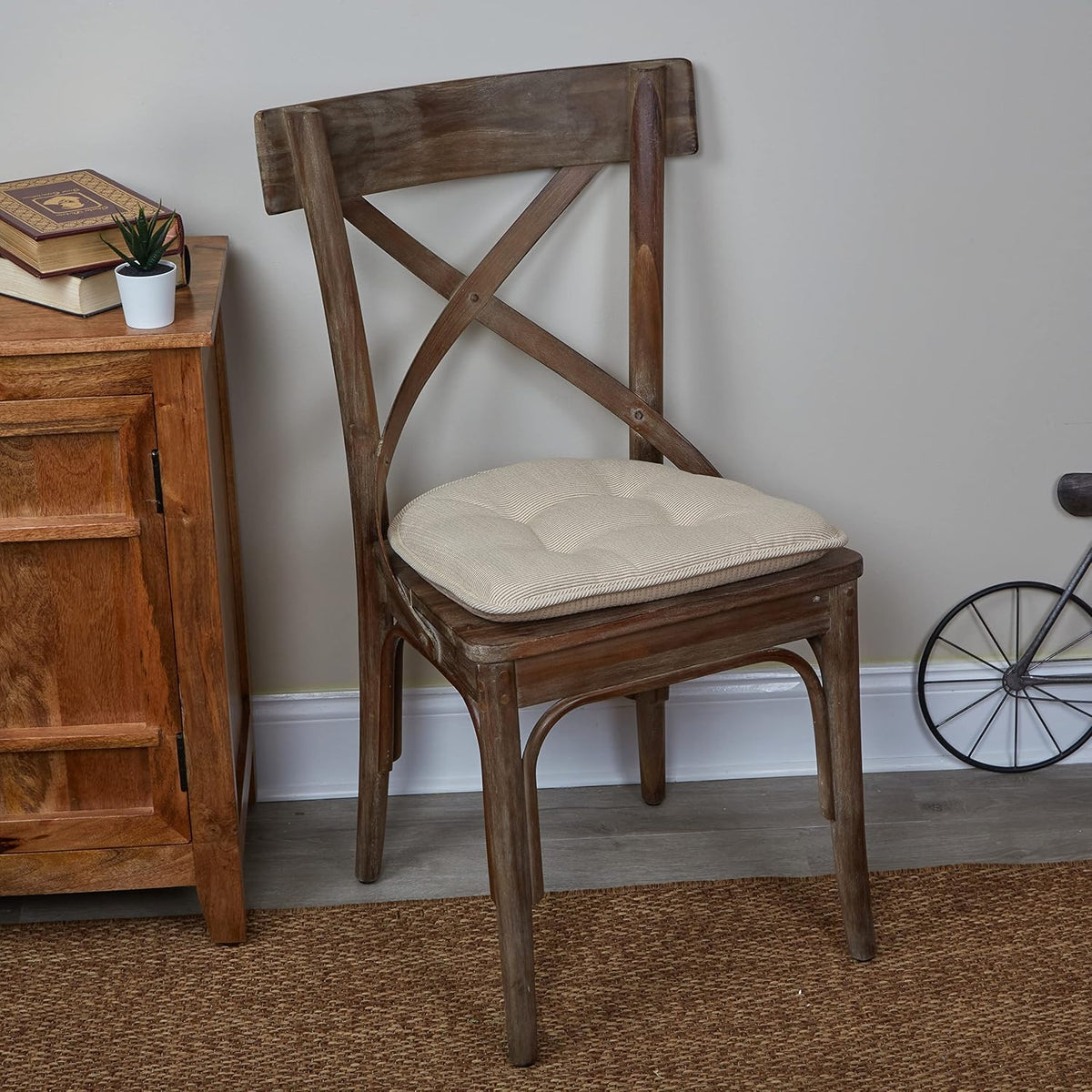 Klear Vu Omega Non-Slip Chair Cushions, Assembled in USA, U-Shaped Skid-Proof Seat Pads for Dining Room, Kitchen, Office, 15"x16" 4 Pack Slub Natural 4 Count