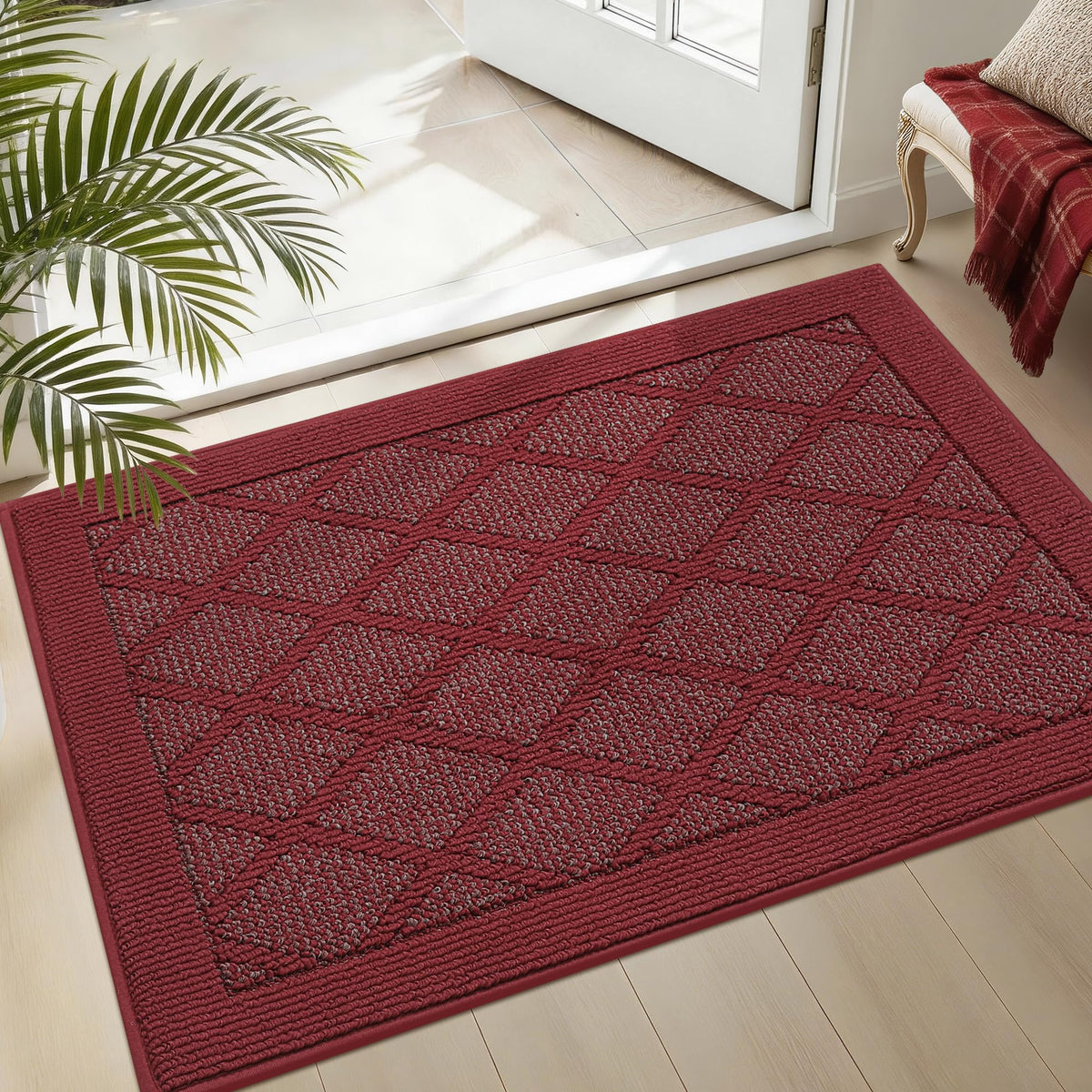 COSY HOMEER Non-Slip Door Mat 20"x32",Entryway Rugs Low Profile,Beige