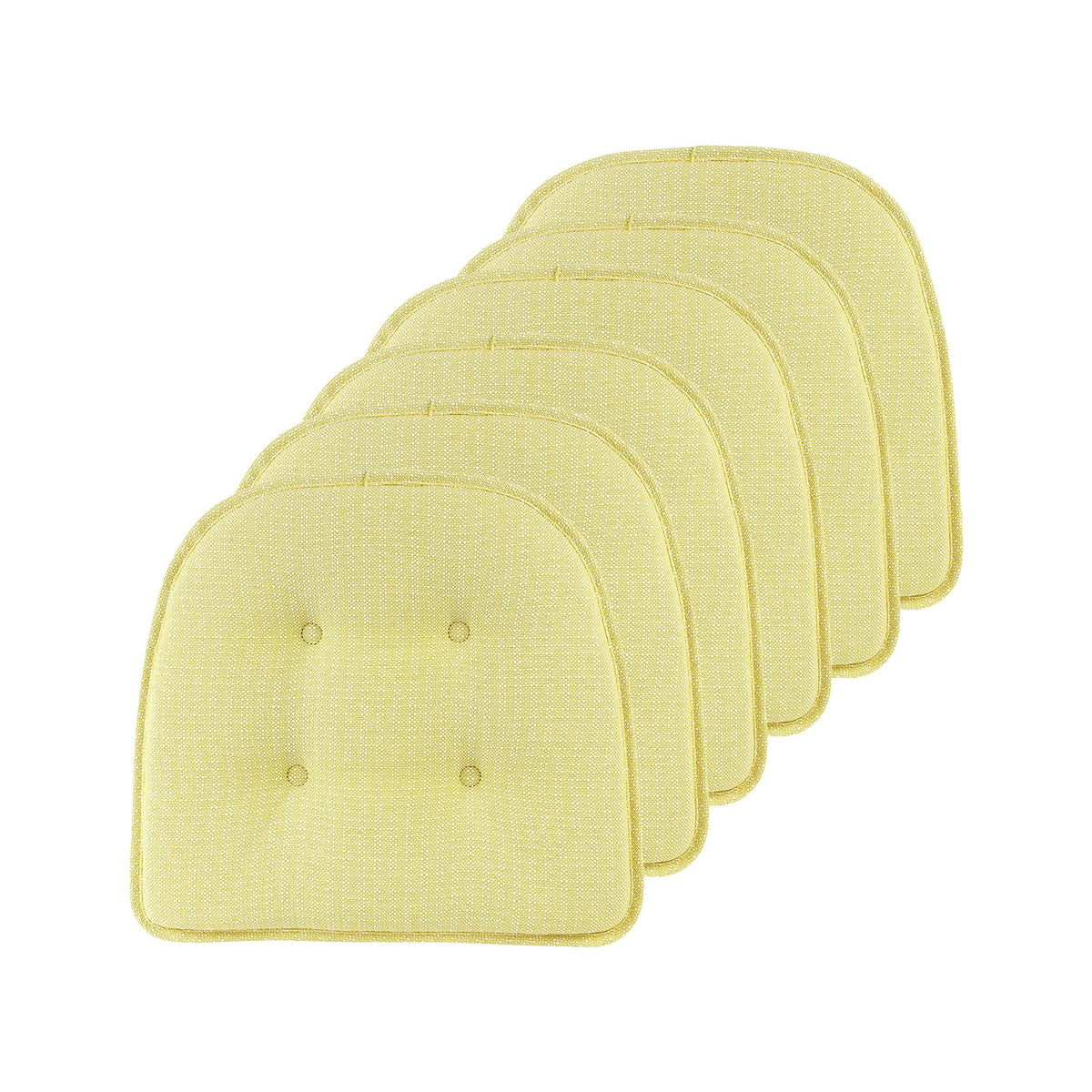 Klear Vu Omega Non-Slip Chair Cushions, Assembled in USA, U-Shaped Skid-Proof Seat Pads for Dining Room, Kitchen, Office, 15"x16" 4 Pack Slub Natural 4 Count