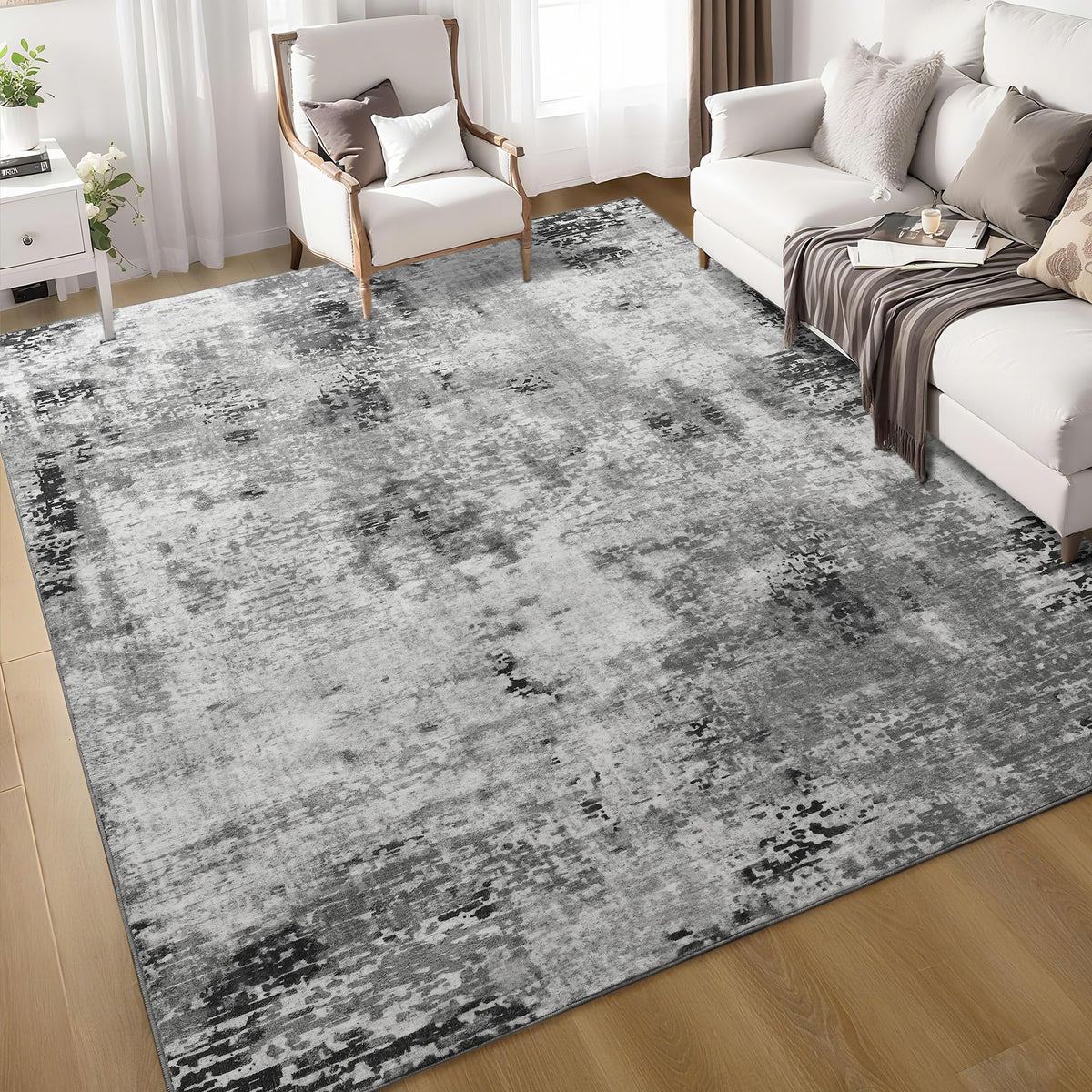 Entrance Rugs Indoor 2x3 Grey Entry Rug Washable Abstract Small Area Rug Non-Slip Low Pile Throw Rugs for Entryway, Kitchen Floor, Front Door Indoor Door Mat, Bathroom, Bedroom Bedside