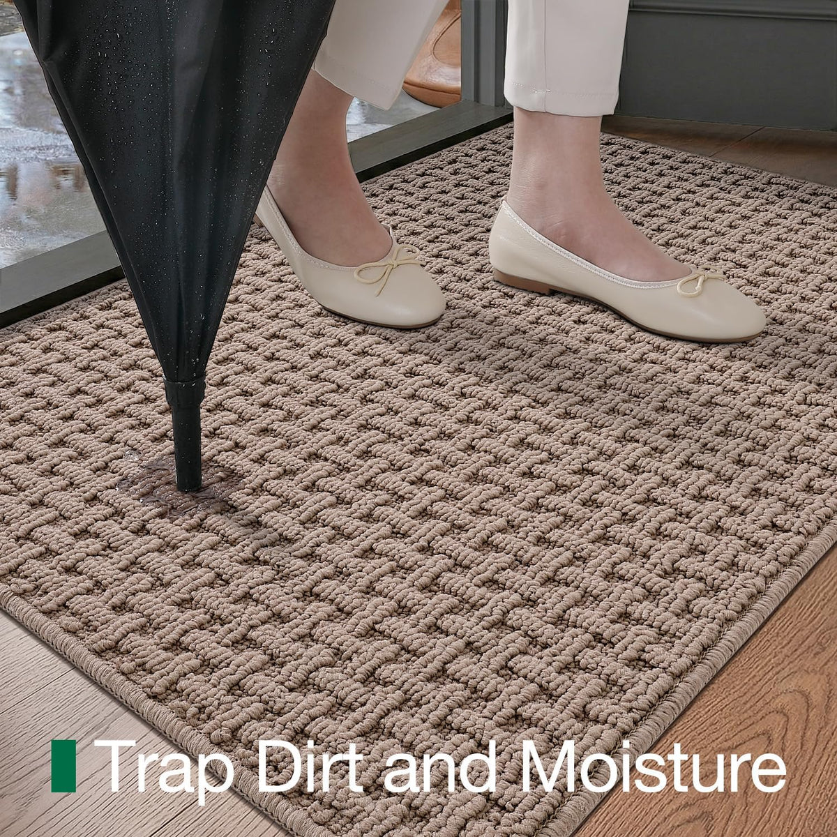 LUMI Washable Indoor Door Mat for Entryway 24x36, Entrance Mat, Taupe