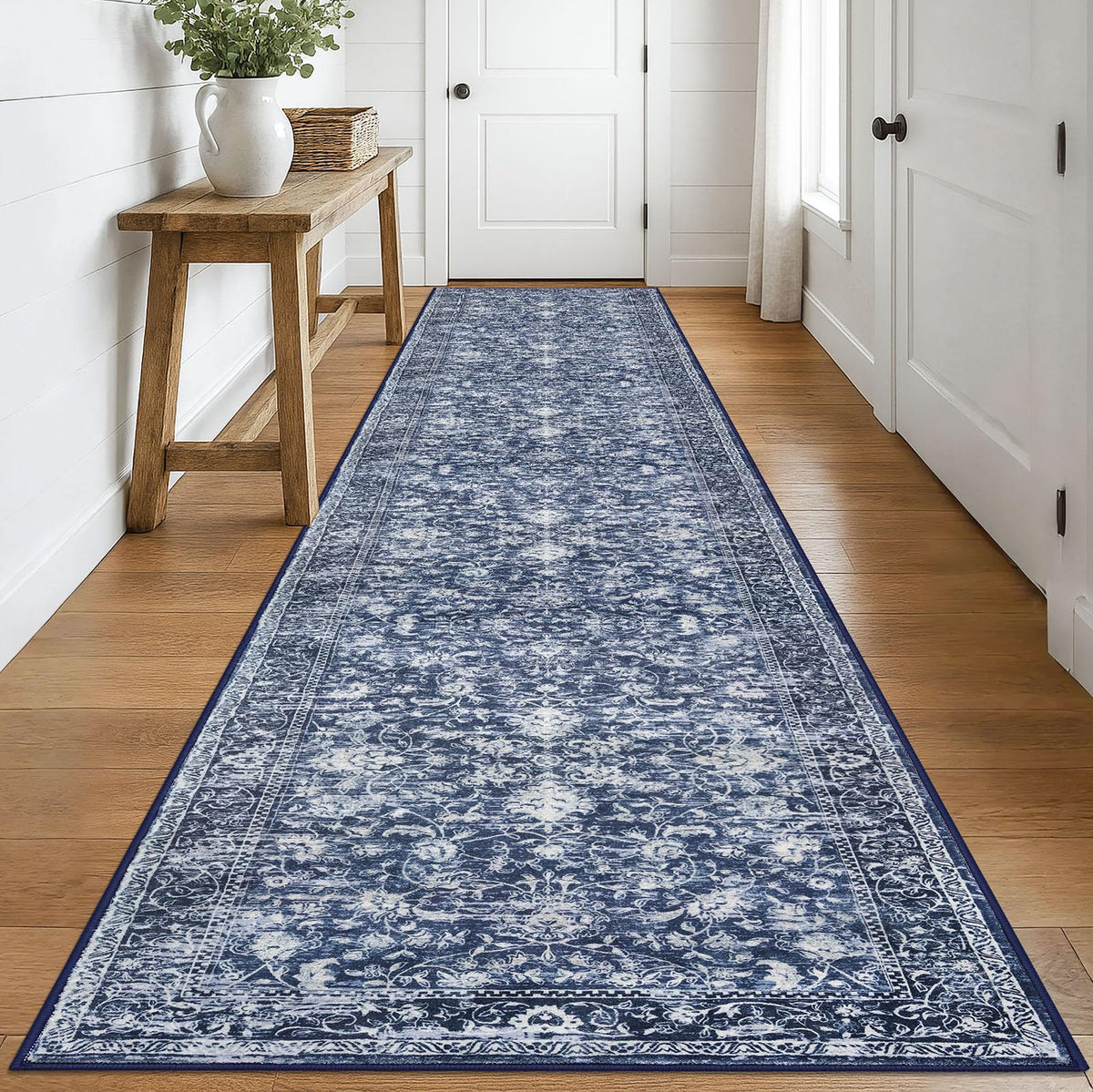 KILOCOCO 2x3 Washable Rug Small Entryway Rugs Indoor Door Mat, Blue/Navy