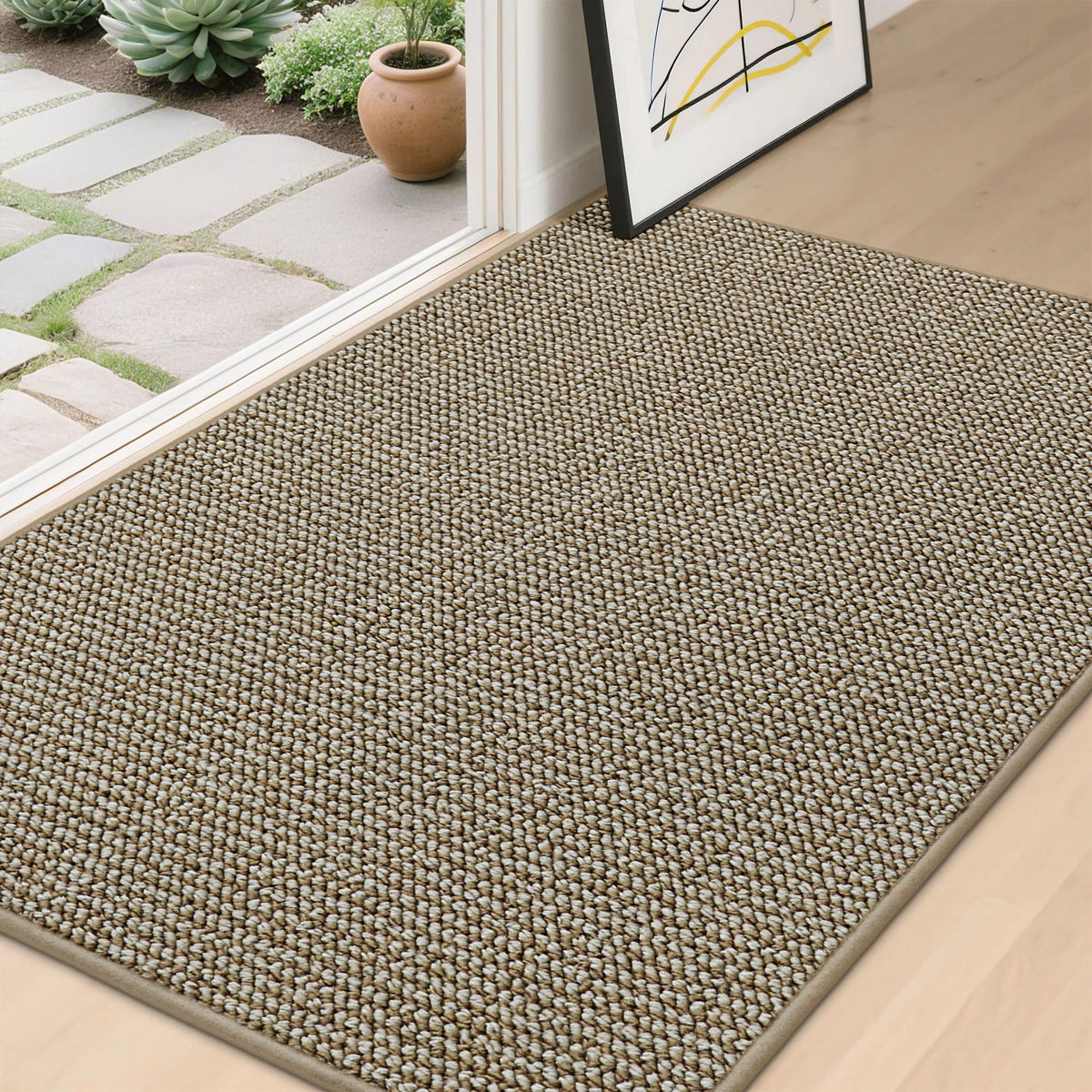 BEQHAUSE Dirt Trapper Door Mat 20" x 32", Non-Slip Washable Doormats, Brown