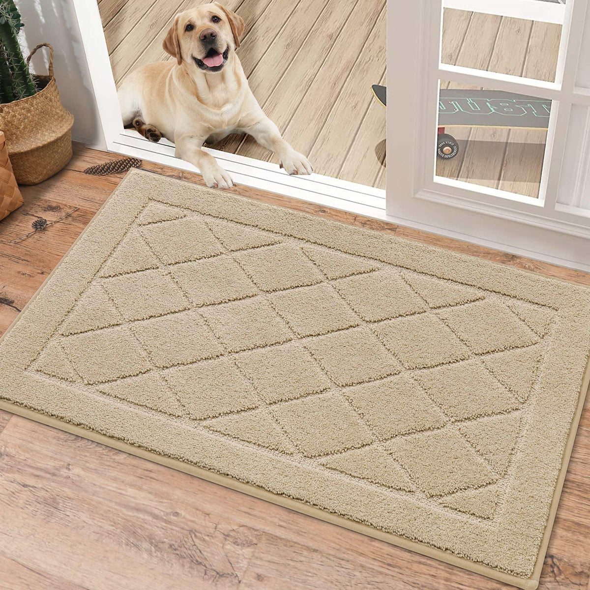 BEQHAUSE Dirt Trapper Door Mat 20" x 32", Doormat Non-Slip, Navy Blue