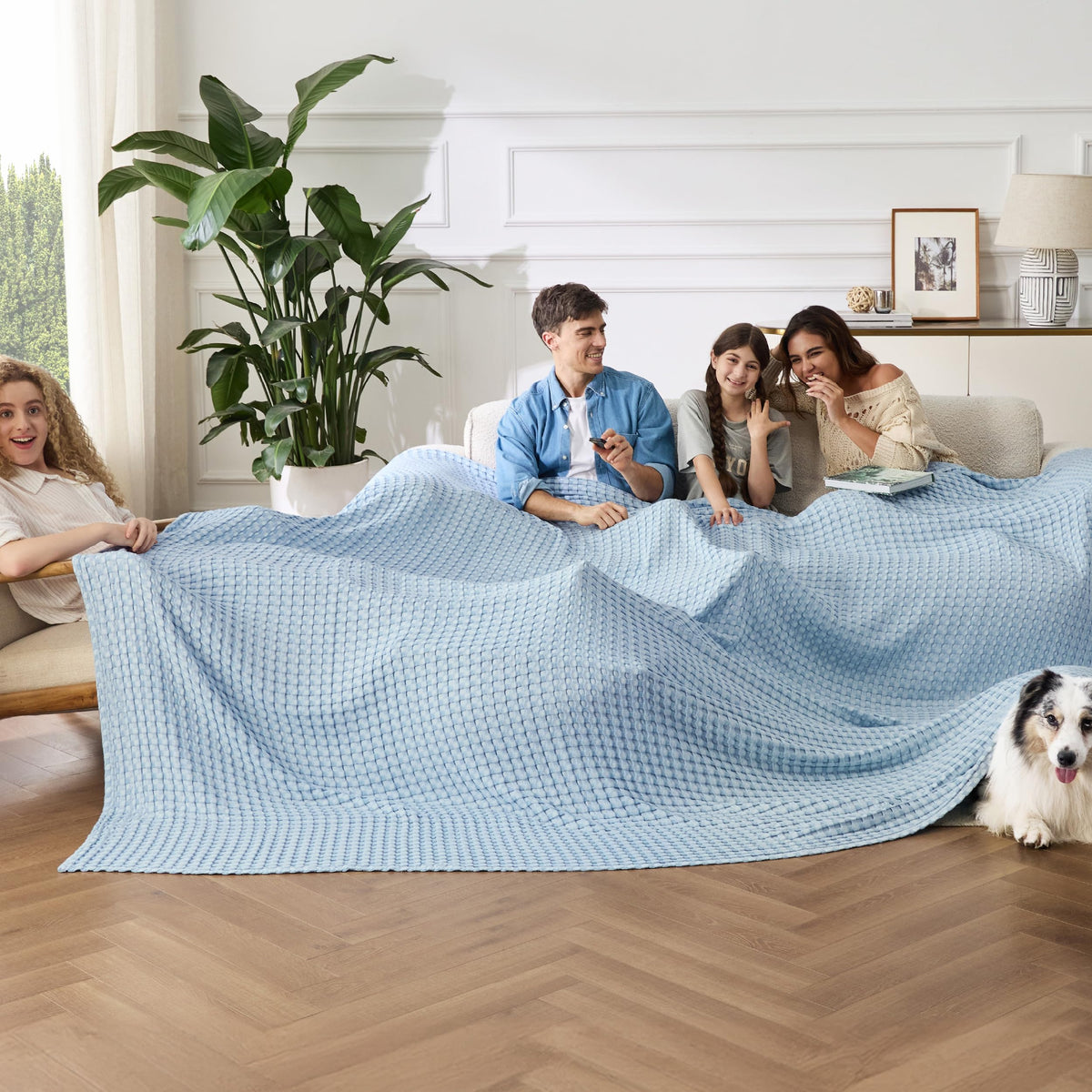 Bedsure Cooling Waffle Blanket for Hot Sleepers, Natural, King, 104" X 90"