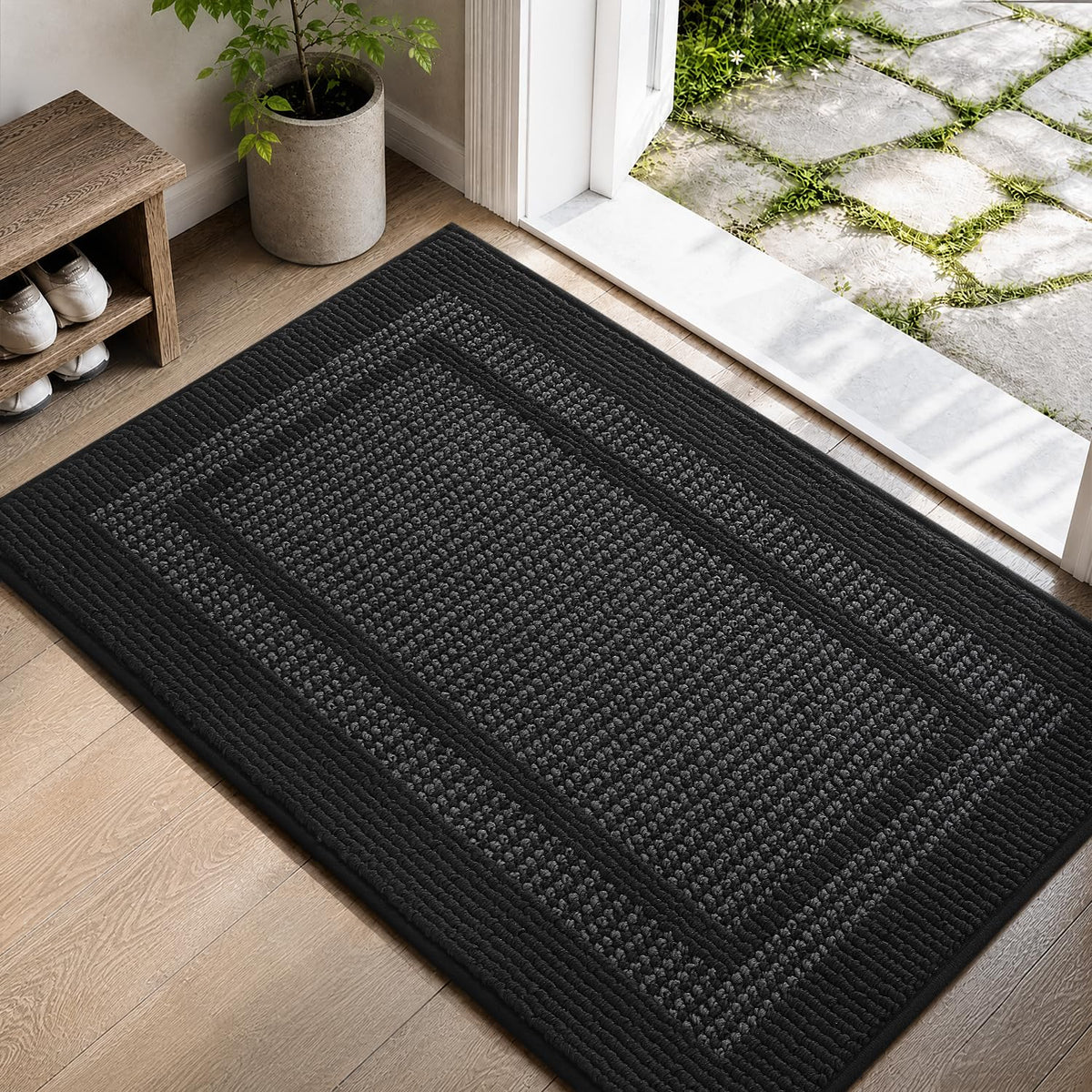 Door Mat-Polypropylene Doormat Indoor Entrance Welcome Mat,Black, 20"x32"